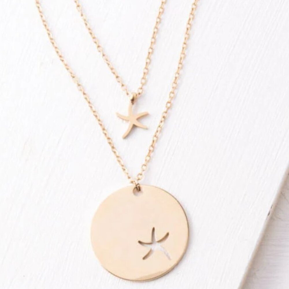 Gold Starfish Project Sand Dollar Layered Necklace
